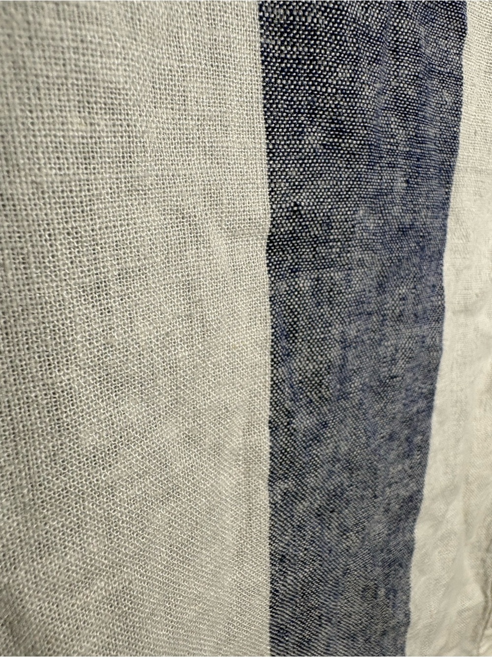 BLUE ISLAND | Blue and White Striped Button-Front Linen Shirt Dress L Coverup - Picture 14 of 14